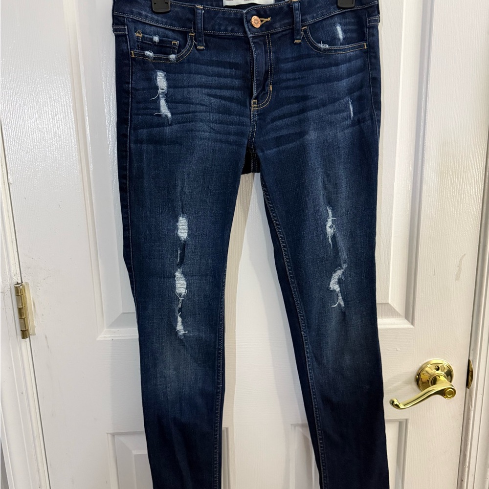 Hollister Dark Blue Distressed Skinny Jeans